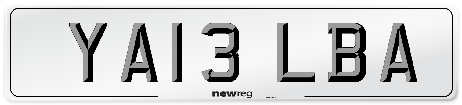 YA13 LBA Number Plate from New Reg